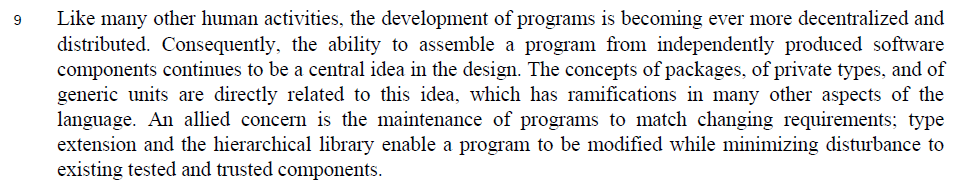 Ada 2012 Reference Manual - Pg xii, Design Goals, paragraph 9